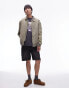 Topman relaxed fit washed denim bomber jacket in khaki