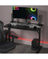 Фото #3 товара Pohl Color Changing Led Gaming Desk With Tempered Glass Top, Steel Tube Frame And Wired Remote Control With Flashing And Solid Light Settings