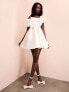 ASOS LUXE bandeau ruffle wired corsage mini dress in white