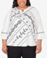 Plus Size Opposites Attract Embroidered Leaf Top