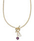 ფოტო #1 პროდუქტის Pink Amethyst (2-3/4 ct. t.w.) & White Topaz Accent Heart Dangle 18" Pendant Necklace in 14k Gold-Plated Sterling Silver (Also in Garnet)