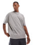 ASOS DESIGN oversized t-shirt in heavyweight 220gsm washed grey with back text print Khakigrau, M - Chest 40 - фото #3