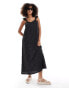 Pieces textured jersey frill sleeve cami maxi dress in black floral Черный, XL - EU 42 - фото #1