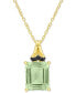 ფოტო #1 პროდუქტის Green Quartz (5-1/3 ct. t.w.) & Black Sapphire (1/4 ct. t.w.) Halo 18" Pendant Necklace in Gold-Plated Sterling Silver