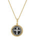 ფოტო #1 პროდუქტის Gold Silver-Tone Crystal Cross Locket 16" Adjustable Necklace
