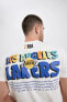 Фото #1 товара Fit Nba Los Angeles Lakers Regular Fit Sırt Baskılı Bisiklet Yaka %100 Pamuk Tişört