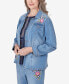 Women's In Full Bloom Butterfly Embroidered Denim Shirt Jacket