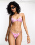 Weekday Jet halter bikini top in pink ripple print exclusive to ASOS Розовый, L - EU 44-46 - фото #4