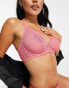 Ivory Rose Fuller Bust high apex sheer heart mesh bra in pink