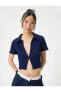 Фото #2 товара Поло Crop Slim Fit Koton Ribbed Panels