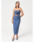 ფოტო #2 პროდუქტის Women's Denim corset crop top with rose detail at the front