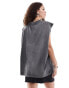 ASOS DESIGN oversized tank top with pink rock graphic in washed charcoal Verwaschenes Anthrazit, M - EU 40-42 - фото #2