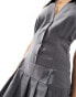 Фото #4 товара Miss Selfridge tailored halter collared flippy mini dress in grey