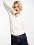 Noisy May crew neck knitted ribbed top in white