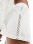 Фото #3 товара 4th & Reckless lea crochet detail linen look short co-ord in white