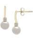 ფოტო #3 პროდუქტის Cultured Freshwater Pearl (6mm) & Diamond Accent Drop Earrings in 14k Gold