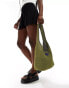 Pull&Bear crochet shoulder bag in olive green