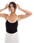 New Look contrast scoop vest bodysuit in black