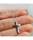 Фото #2 товара Chisel black IP-plated Etched Broken Prayer Cross Pendant Curb Chain