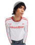 Фото #2 товара COLLUSION long sleeve logo slim fit football athletic t-shirt in grey