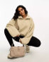 ASOS DESIGN oversized half zip borg fleece in neutral