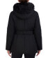 ფოტო #2 პროდუქტის Women's Belted Faux-Fur-Trim Hooded Puffer Coat