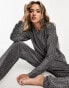 Фото #1 товара ASOS DESIGN glitter sweat & jogger pyjama set in silver