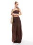 Esmee shirred beach crop top co-ord in brown 40 - фото #7