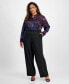 ფოტო #1 პროდუქტის Plus Size Mid-Rise Pull-On Wide-Leg Pants