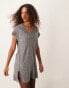 JDY oversized v neck knitted vest in grey with side slit