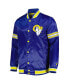 ფოტო #3 პროდუქტის Men's Royal Los Angeles Rams Midfield Satin Full-Snap Varsity Jacket