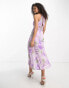 ASOS DESIGN split front halter midi dress in floral tie dye print