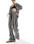 Фото #2 товара ONLY wide leg trousers in black and white stripe