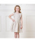 ფოტო #2 პროდუქტის Little Girls Linen Pinafore Flutter Dress with Crochet Trim