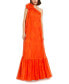 ფოტო #5 პროდუქტის Women's Printed Chiffon One Shoulder Rose Ruffle Gown