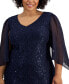 Фото #4 товара Plus Size Embellished 3/4-Sleeve Lace Gown