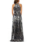 ფოტო #2 პროდუქტის Petite Floral Halter-Neck Gown