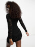 Stradivarius crochet mini dress in black