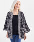 ფოტო #1 პროდუქტის Women's Printed Linen Blend Reversible Kimono, Created for Macy's