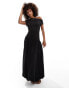 ASOS DESIGN asymmetric bubble hem maxi dress in black Черный, S - EU 36-38 - фото #4