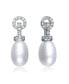 Фото #2 товара Sterling Silver White Gold Plated Cubic Zirconia Pearl Drop Earrings