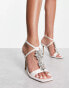 Фото #1 товара French Connection embellished t bar heeled sandals in ivory satin