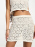 Фото #1 товара Pieces crochet mini skirt co-ord in white