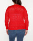 Black Label Plus Size Pointelle Button Front Cardigan Sweater