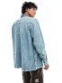 Фото #5 товара ASOS DESIGN relaxed denim shirt with panel detailing in acid blue wash