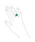 Фото #7 товара 7CT Cubic Zirconia CZ Pave Rectangle Green Simulated Emerald Cut Statement Fashion Ring For Women Rhodium Plated Brass