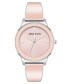 Women's Three Hand Quartz Pink Enamel and Silver-tone Alloy Bangle Watch, 33mm