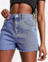 Missyempire denim side split shorts in blue