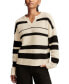 Women's Striped Notched-Neck Sweater