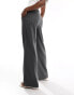 Hollister high waited linen tailored trousers in dark grey